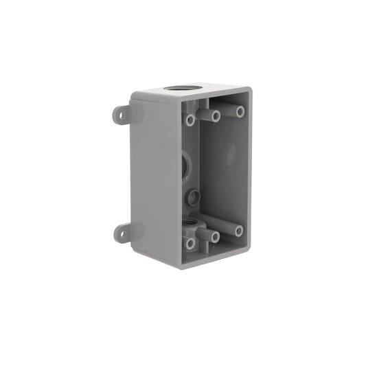 BELL PSB37550GY Unidad única resistente a la intemperie Tres salidas roscadas de 1/2 pulg. o 3/4 pulg., 2 pulg., Gris