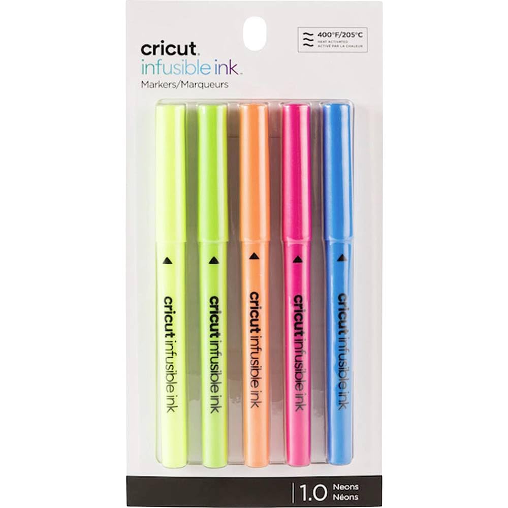 Cricut Bolígrafos de Tinta Infusible, Set Básico (5 Piezas) - Neones - 5 Count (Pack of 1) - Marcadores