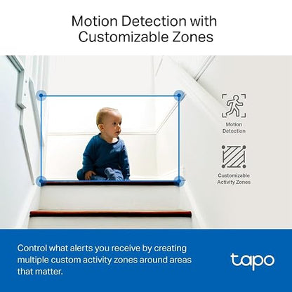 Tapo TP-Link TC74, Cámara de Seguridad Interior 5MP, Detección Avanzada por IA (Personas/Mascotas/Vehículos/Llanto de Bebés), Visión Nocturna, Compatible con Alexa y Google Assistant