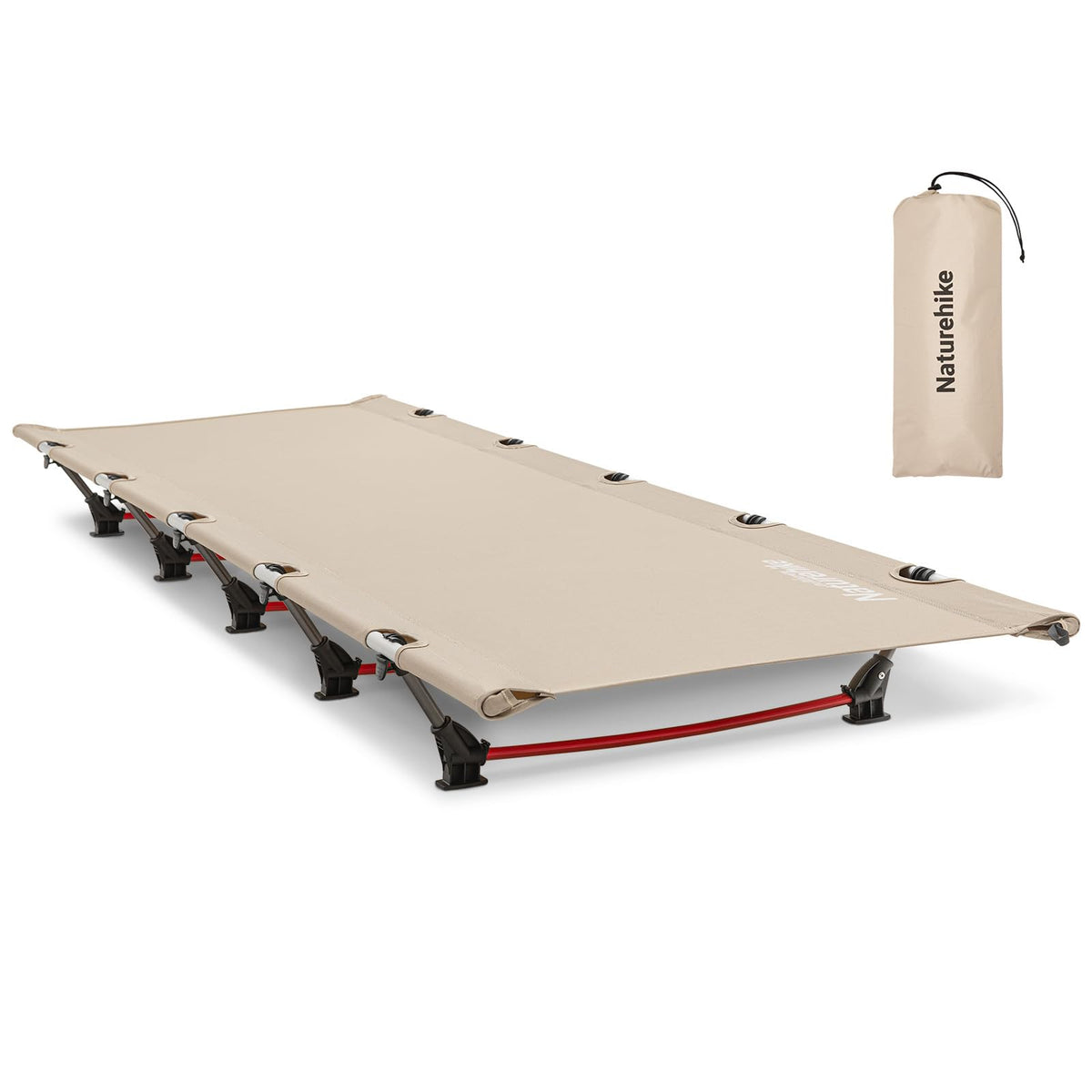 Naturehike - Cuna de Camping Ultraligera fácil de Montar, Cuna Plegable compacta y protable para Camping, montañismo y Senderismo, soporta 350 Libras con Bolsa de Transporte, Kahki
