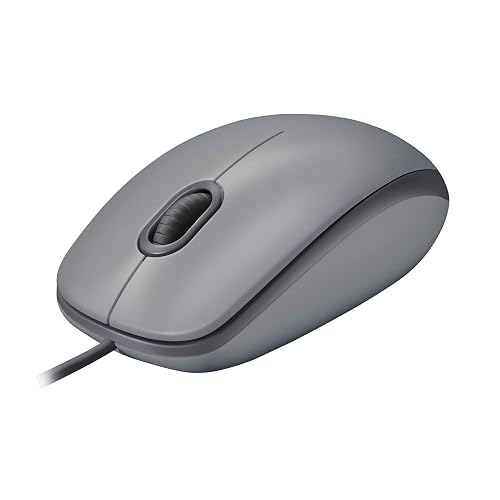 Logitech M110 Silent, Mouse óptico con Cable, Confortable Mouse ambidiestro de tamaño Normal para computadora con Click Discreto para Laptop, Notebook, PC y Mac, conectividad USB-A - Gris