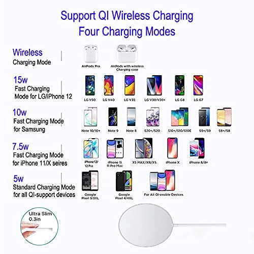 Cargador inalámbrico magnético rápido QI de 15 W con USB-C Compatible con Cargador inalámbrico MagSafe para iPhone 13/13 Mini/13Pro/13Pro MAX/iPhone 12/12 Mini/12Pro MAX