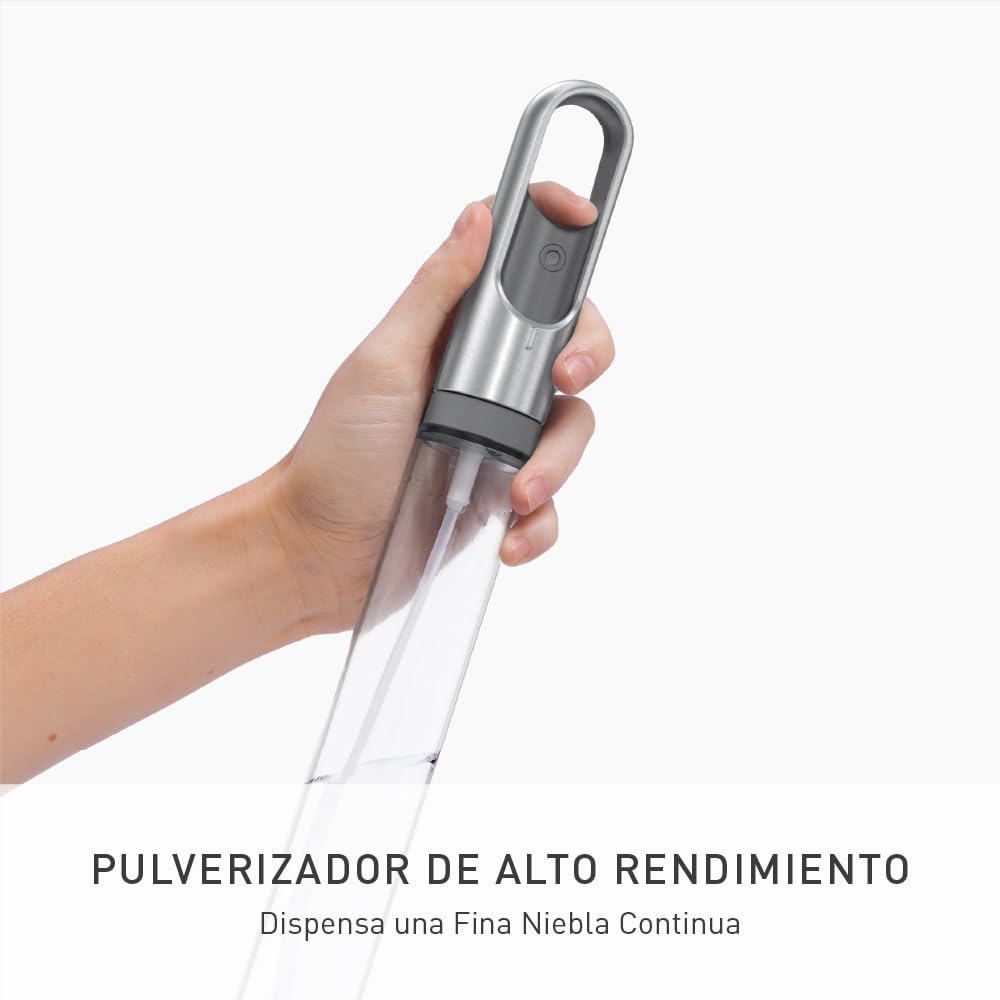 simplehuman Porta Toallas de Papel con Aspersor, Acero Inoxidable Cepillado | Dispensador Todo en Uno de Toallas de Papel y Limpiador, Bomba Rellenable de 6 oz, Corte con Una Sola Mano y Base con Peso