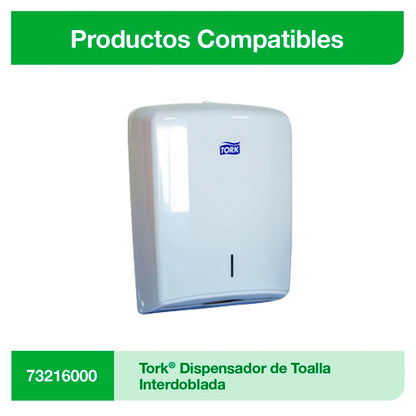 Tork Toallas de Papel Interdobladas Ecológicas 2 Capas – Toalla para Manos 100% Fibra Reciclada, 21x15.5 cm, Kraft – Caja 8 Fajillas x 250 Hojas (2,000 Hojas)