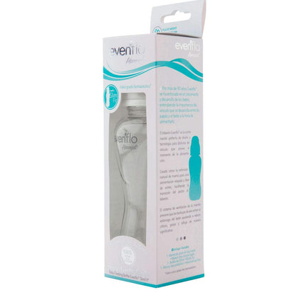Evenflo Advanced Biberón de Vidrio Anticólicos, Cuello Estándar, Transparente, Silicón Libre de BPA, Flujo Medio, 210ml, 3+ Meses, 1 Pieza