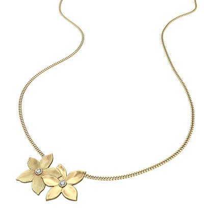 Collar con colgante Sutton The Flower Collection de Fossil para mujer de acero inoxidable en tono dorado, JF04970710