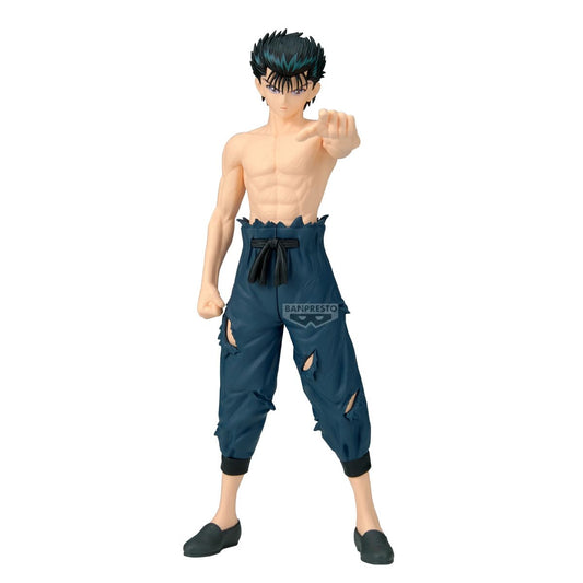 Banpresto - Yusuke Urameshi, Figura Maximatic, Yu Yu Hakusho, 21 cm (8.3") | Torso descubierto, pantalón rasgado, puño en combate, soporte incluido, sensación de movimiento, licencia Bandai Namco