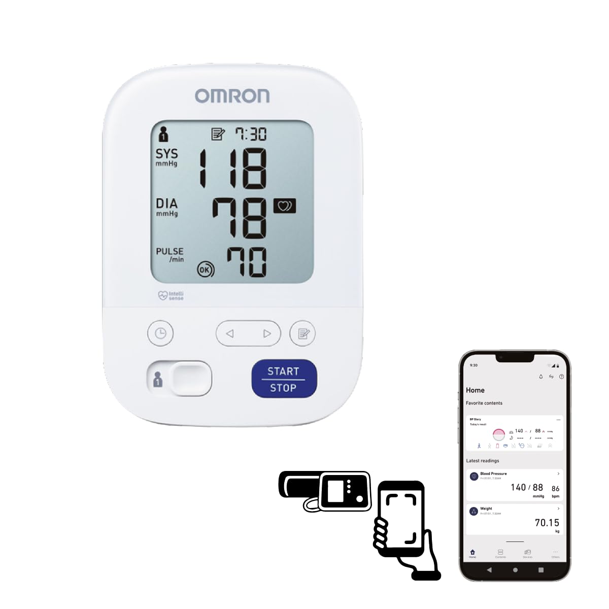 OMRON X3 Comfort Baumanómetro de Brazo, Bluetooth y App Connect | Validado clínicamente, incluso en embarazo. Brazalete Intelli Wrap 22-42 cm. Detecta latidos irregulares. Garantía 5 años.