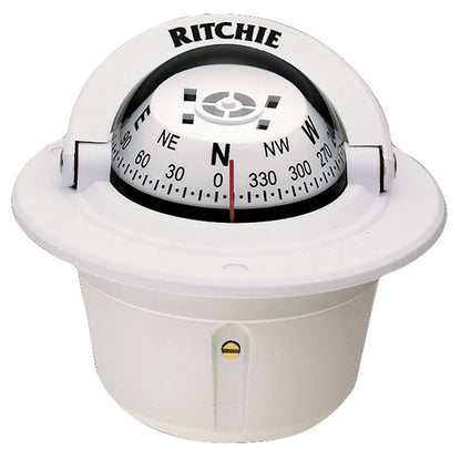 Ritchie Explorer F50W Compás Explorer Empotrable, Blanco, 12V, 2 3/4"