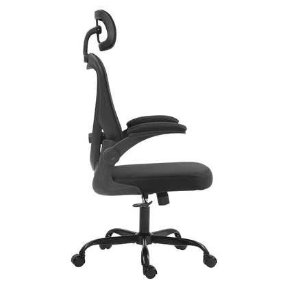 Cokos Silla de Oficina Ergonómica Giratoria Regulable con Reposabrazos Reposacabezas y Soporte Lumbar Apta para Oficinas y Salas de Estudio, Negro