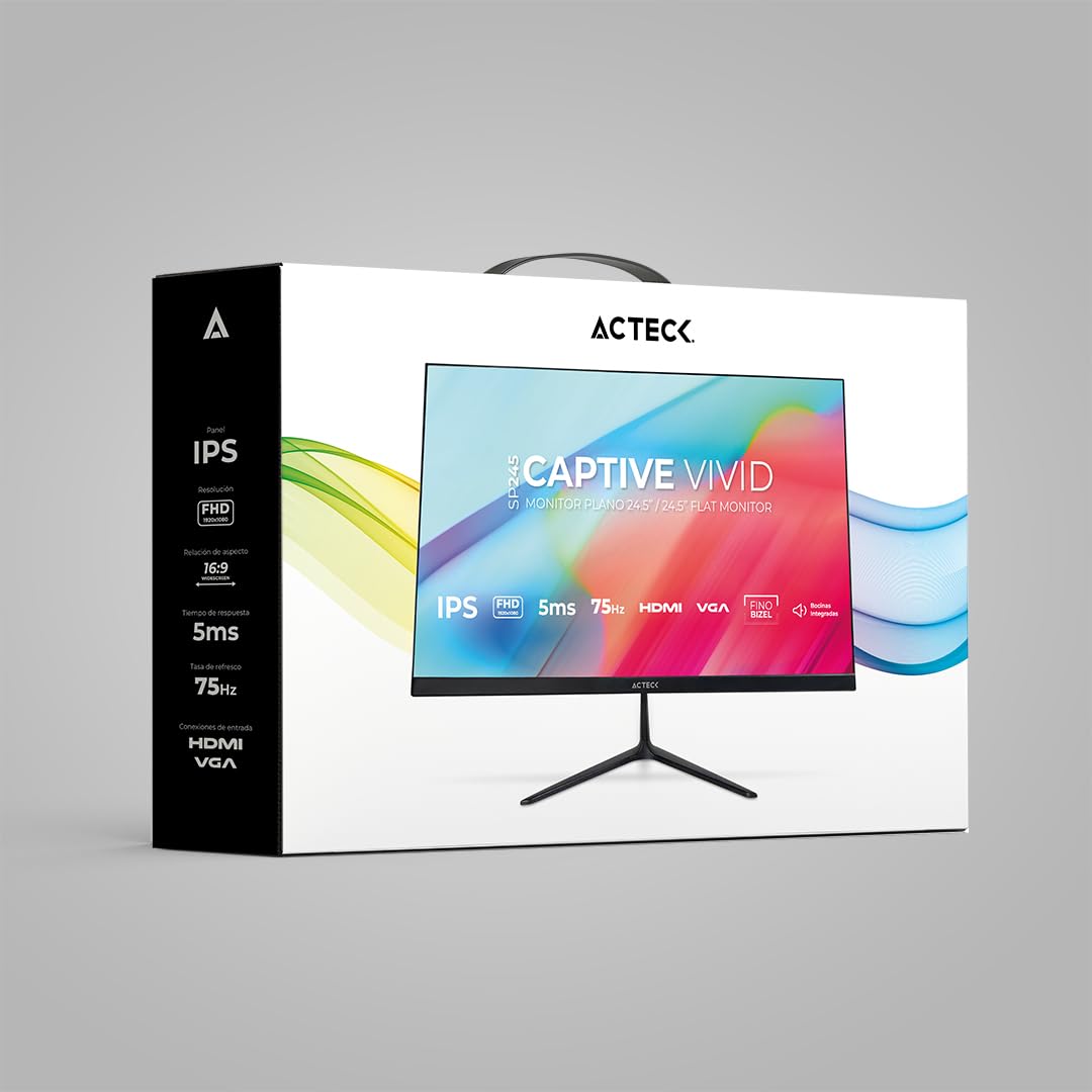 Acteck Monitor 24.5 Captive Vivid SP245 5ms 75Hz Full HD IPS LED Altavoces Integrados HDMI AC-943178