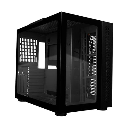 GAME FACTOR Gabinete Gamer Micro ATX Csg700 hasta 10 Ventiladores Vidrio Templado Filtro De Polvo Negro