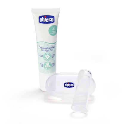 chicco set de Cuidado Dental Primeros Meses con dedal y pasta dental para bebés, 1.0 Unidad