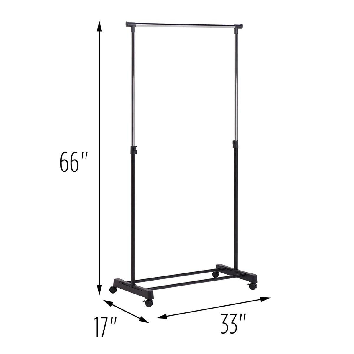Honey-Can-Do GAR-01122 Perchero de altura ajustable, cromo/b, 33.1" x 16.7" x 65.75", negro