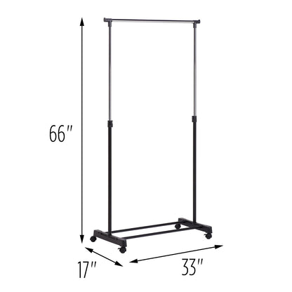 Honey-Can-Do GAR-01122 Perchero de altura ajustable, cromo/b, 33.1" x 16.7" x 65.75", negro