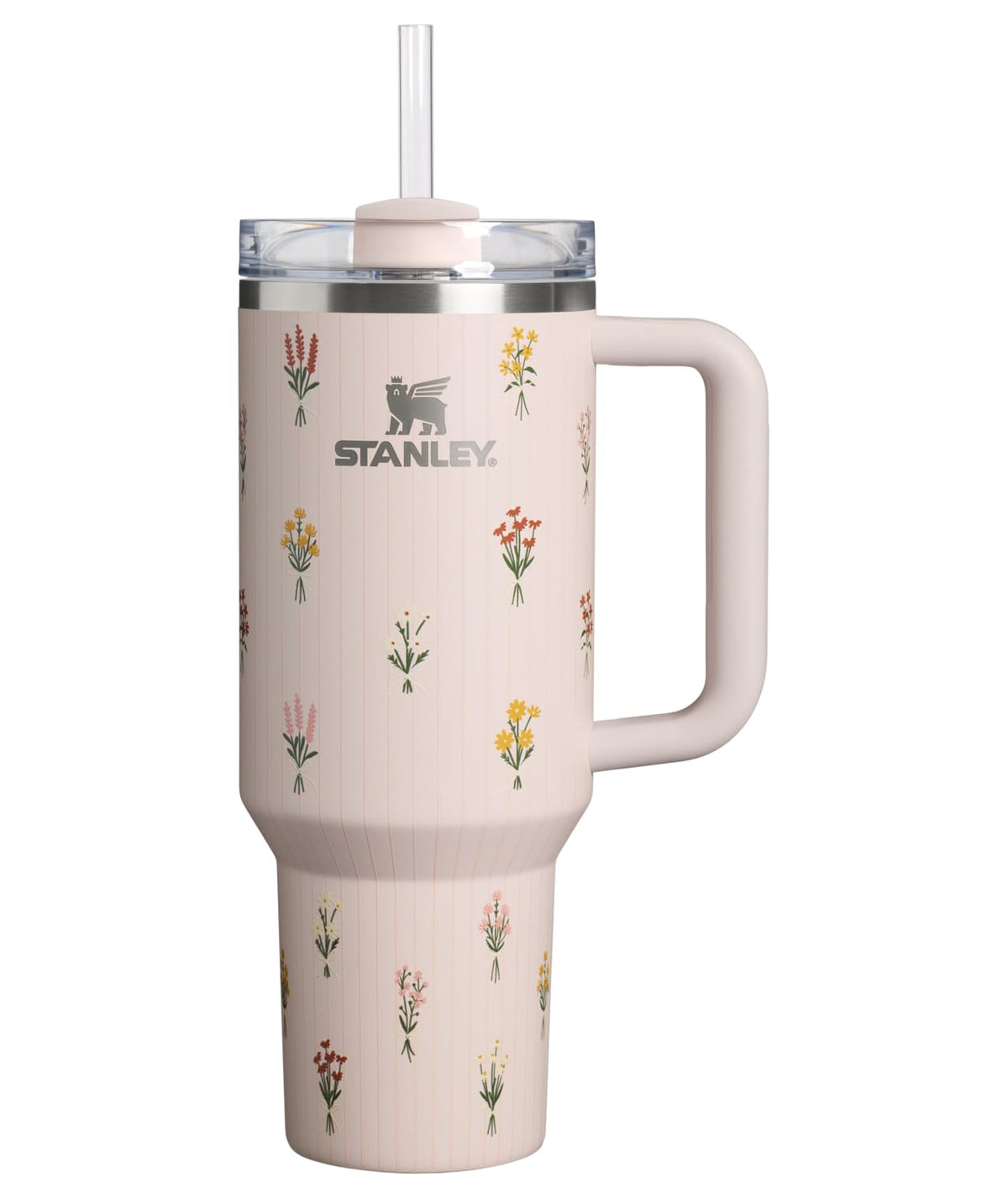 Stanley Vaso con Asa y Popote, 40 oz, Tapa FlowState, Azul - 40 Ounces - Ramos de cuarzo rosa