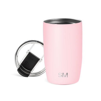 Simple Modern Voyager - Taza de Viaje con Tapa Abatible, Acero Inoxidable, Popotes Incluidos - 355ml - -Blush