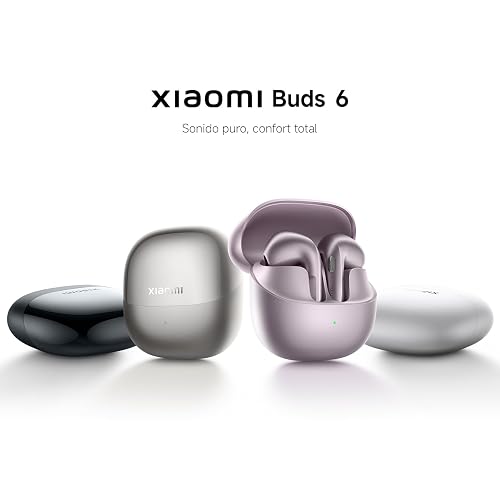 XIAOMI Buds 6, True Wireless Bluetooth, Hi-Res, Gris Titanio | 35h Reproducción, Cancelación de Ruido con 3 mic, Localiza fácilmente, Conexión multidispositivo, Harman Audio EFX, IP54