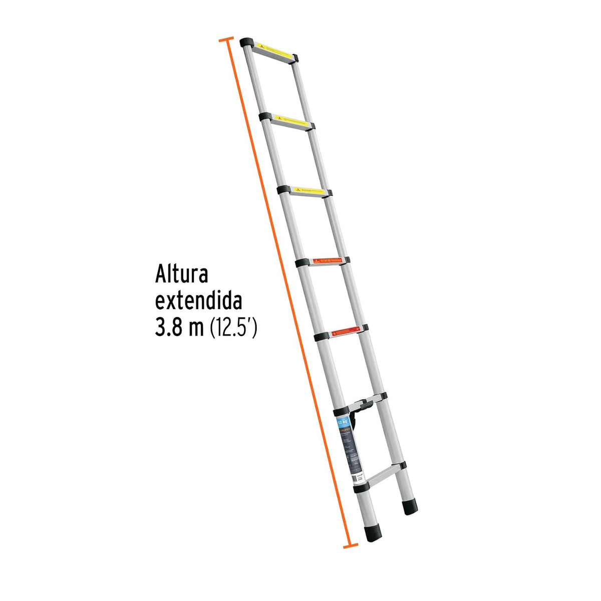 Truper ESTE-213 Escalera telescópica,13 peldaños, Tipo II, Capacidad 102kg