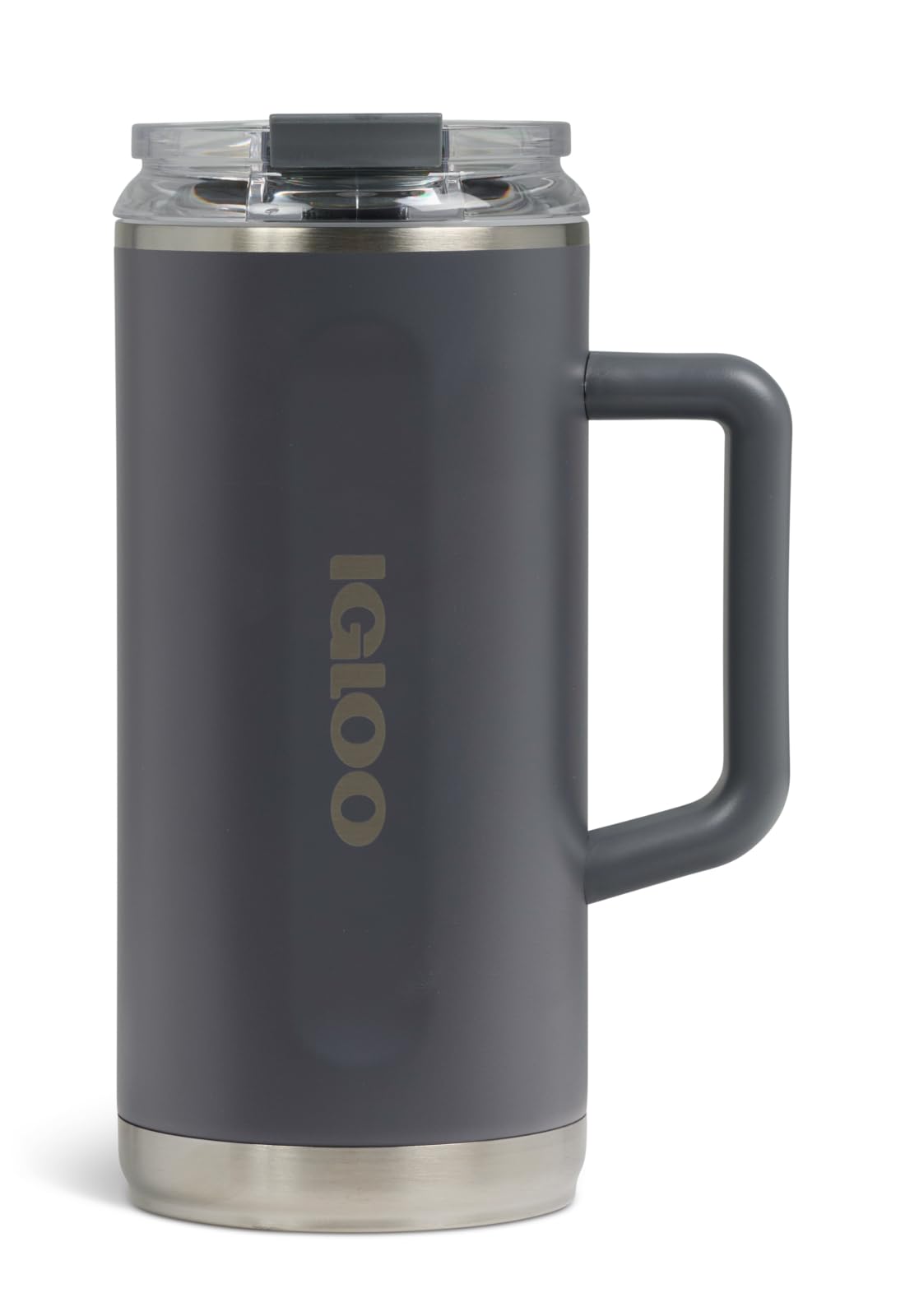 Igloo, vaso de 38 onzas con asa, taza de viaje reutilizable, taza de hidratación aislada de acero inoxidable para bebidas calientes y frías, carbonita