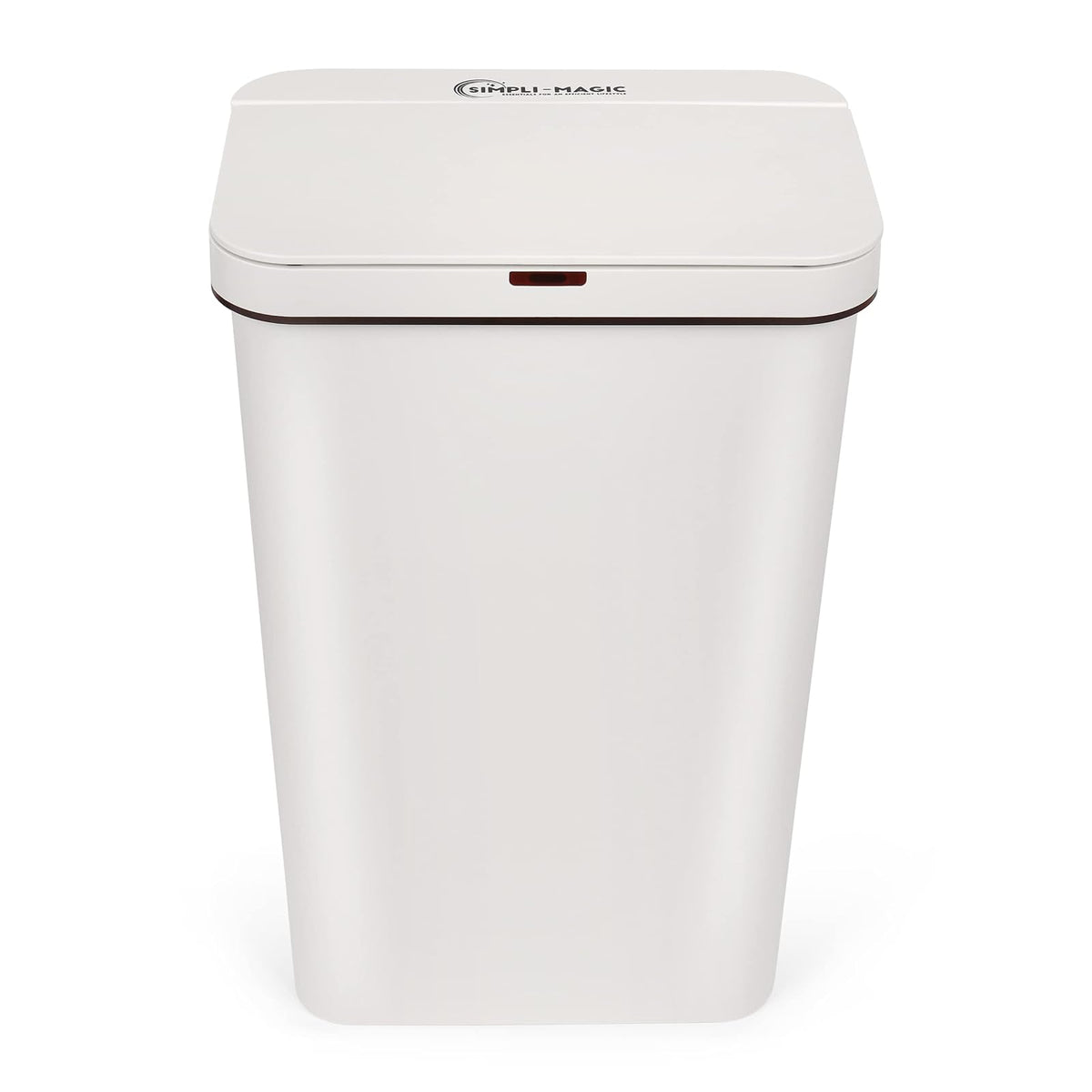 SIMPLI-MAGIC 79502 Bote de basura con sensor sin contacto de 13 galones, cubeta de basura rectangular, perfecto para el hogar, cocina, oficina, color blanco