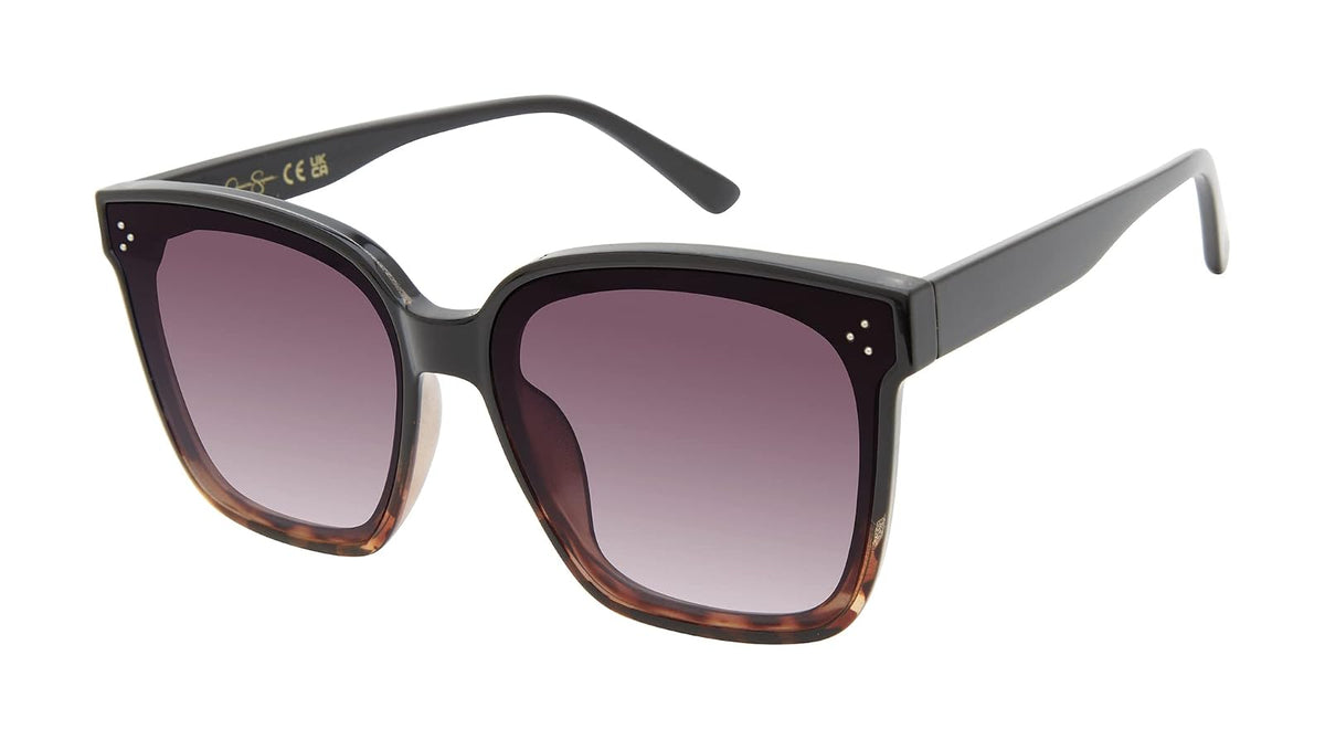 Jessica Simpson J6128 - anteojos de sol cuadradas retro para mujer con protección Uv400. Glam Gifts for Her, 62 mm - Negro carey - 62 Milímetros