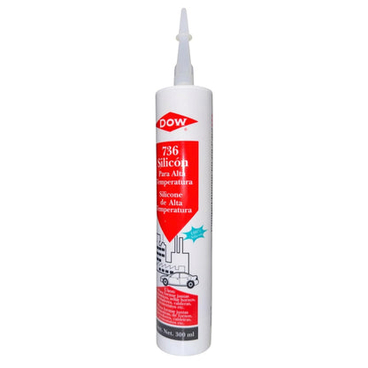Dowsil 736 - Sellador De Silicona Alta Temperatura de Uso General - Rojo, Cartucho de 300 ml