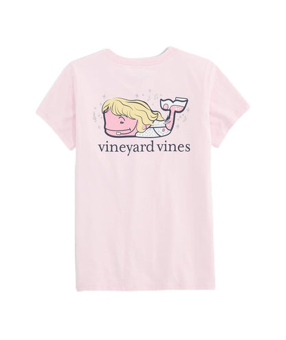 Vineyard Vines - Playera de Manga Corta con Bolsillo para niñas, Bebida Rosa