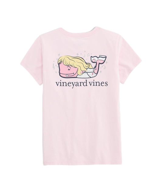Vineyard Vines - Playera de Manga Corta con Bolsillo para niñas, Bebida Rosa