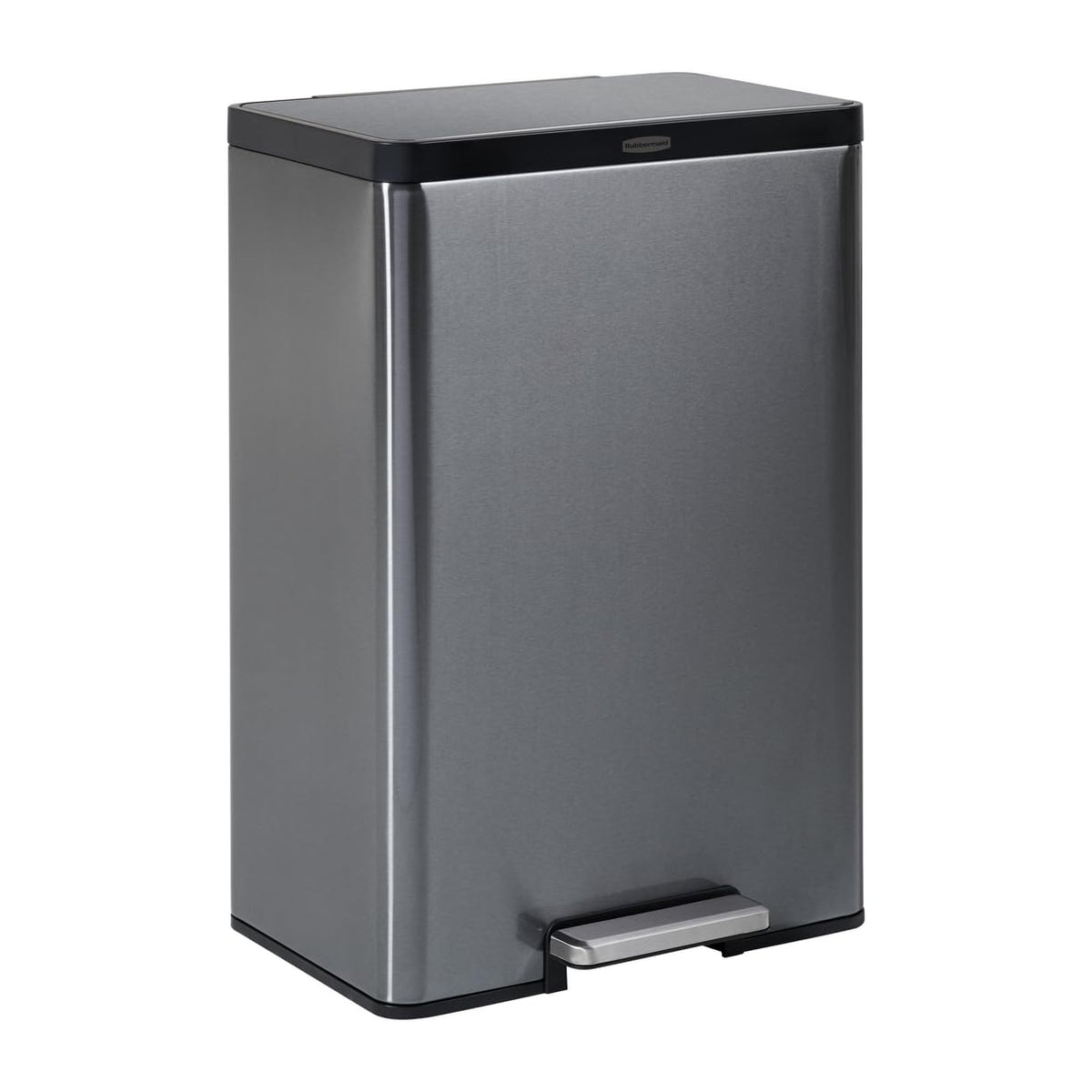 Rubbermaid Elite® – Contenedor con Pedal para Residuos, Bote de Acero Inoxidable Resistente a Huellas, Cierre Silencioso y Seguro de Tapa, Capacidad de hasta 45 L, Gris Carbón 2112520 - Step-On - Carbón vegetal, 13 galones, 2112520