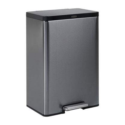 Rubbermaid Elite® – Contenedor con Pedal para Residuos, Bote de Acero Inoxidable Resistente a Huellas, Cierre Silencioso y Seguro de Tapa, Capacidad de hasta 45 L, Gris Carbón 2112520 - Step-On - Carbón vegetal, 13 galones, 2112520