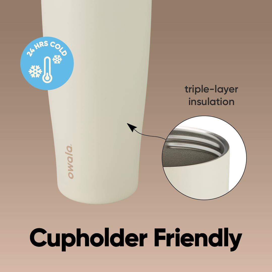 Owala FreeSip - Vaso de acero inoxidable, 40 onzas, color café (ligeramente tostado)