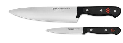 WÜSTHOF Gourmet Juego de cuchillos de chef de 2 piezas, color negro