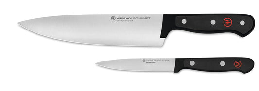 WÜSTHOF Gourmet Juego de cuchillos de chef de 2 piezas, color negro