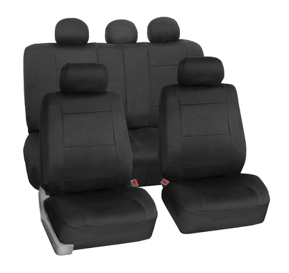 FH Group - Juego Completo de Fundas para Asiento, Negro - Negro