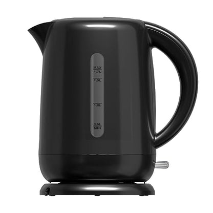 Oster Hervidor Eléctrico 1.7 Litros, Apagado Automático y Protección Antiderrame, Filtro Removible de Malla Fina, Base Giratoria 360°, Interruptor Iluminado, Negro,