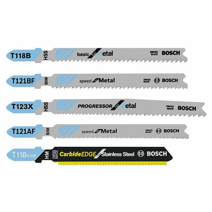 Bosch T11C 11 pc. Juego de hojas de sierra laminadas/madera/metal con vástago en T - Paquete-de-5 - Metal