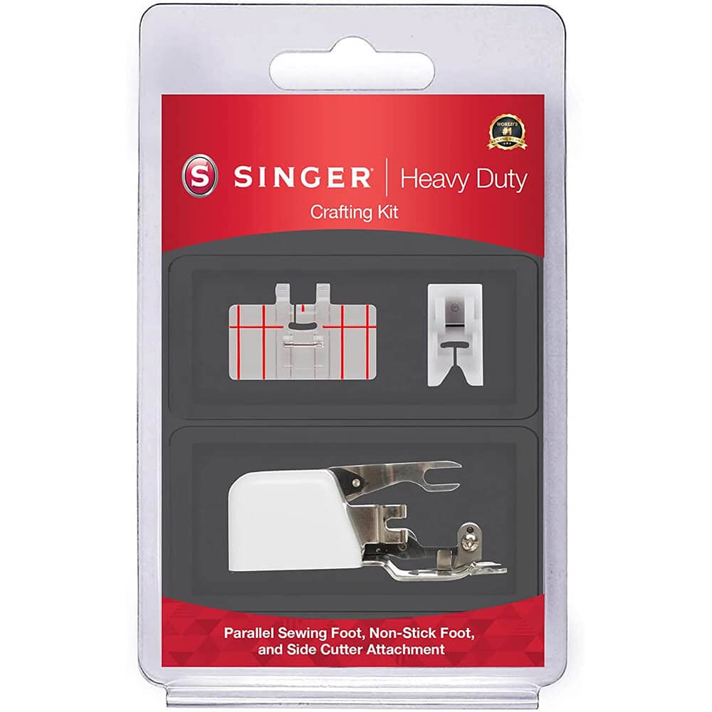 Singer® Kit de prensatelas para Manualidades de Alta Resistencia, 3 Piezas | Cortador lateral, costura paralela, accesorios antiadherentes, ideal para recortar, dobladillo, proyectos decorativos
