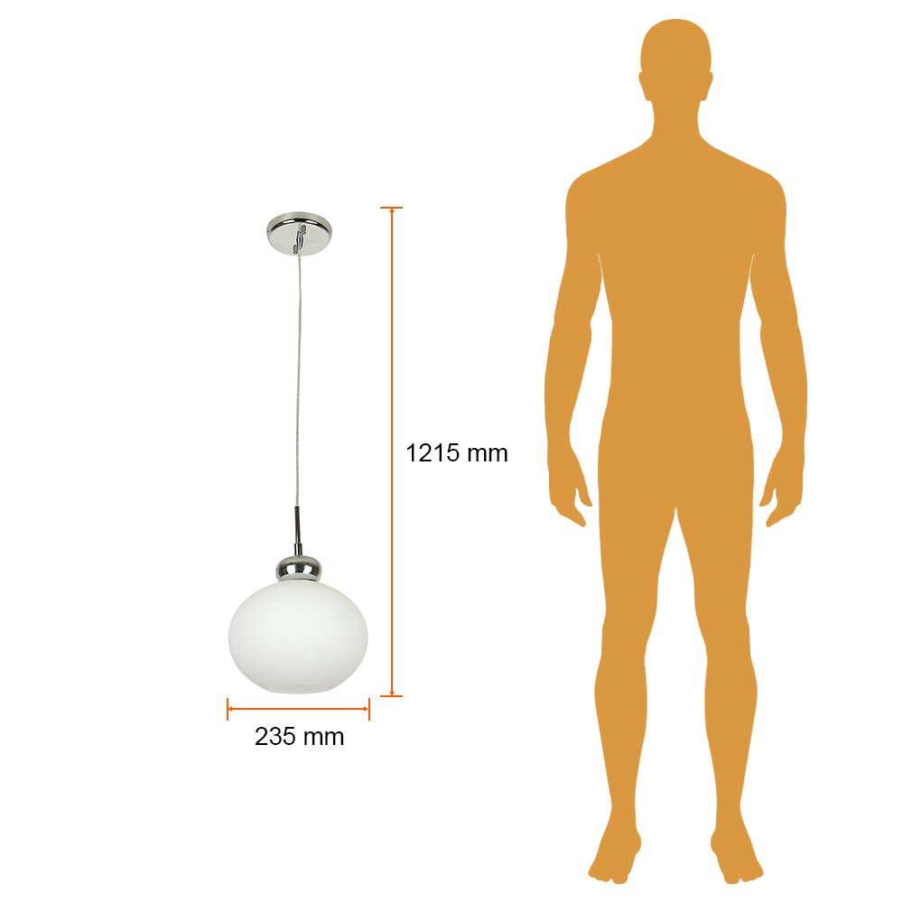 Tecnolite Lámpara Colgante, Base E27, Luz Colgante de Techo Moderno, Cristal Opalino, 100 - 240 V,