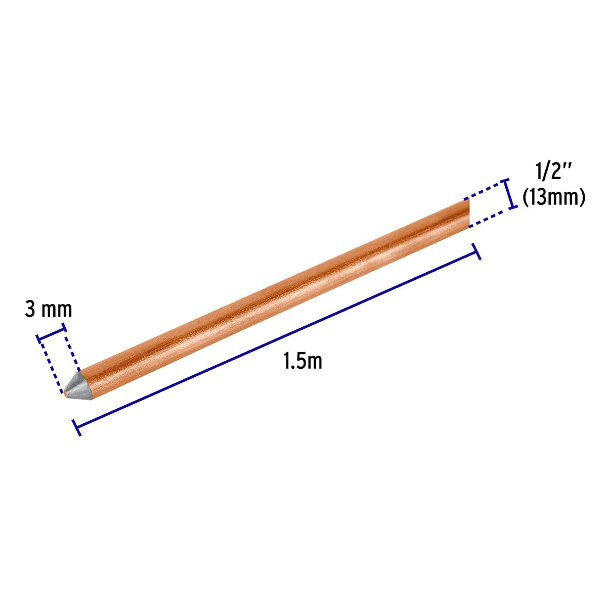 Volteck VT-15, Varilla de 1.5 m de acero revestido de cobre 1/2"