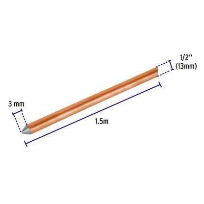 Volteck VT-15, Varilla de 1.5 m de acero revestido de cobre 1/2"