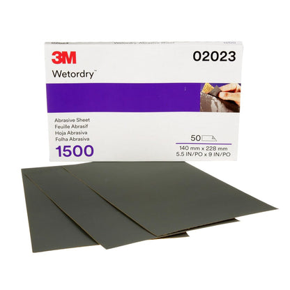 3M Wetordry Hoja Abrasiva 401Q Grano 2500+ 02045, 5.5 x 9 in, Paquete de 50 - Grano 1500+ - 5 1 - 2 in x 9 in