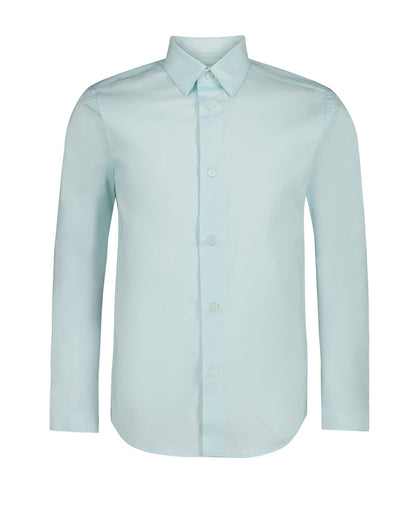 Calvin Klein Camisa de Vestir Manga Larga Ajustada para Niño - Agua - 16