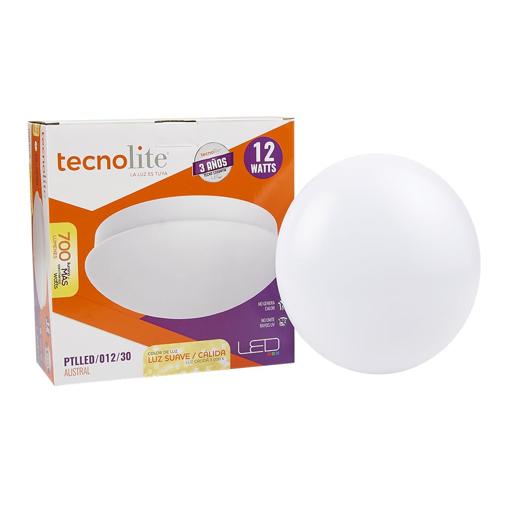 Tecnolite Lámpara LED de Sobreponer, Interior, color Blanco Cálido PTLLED/012/30
