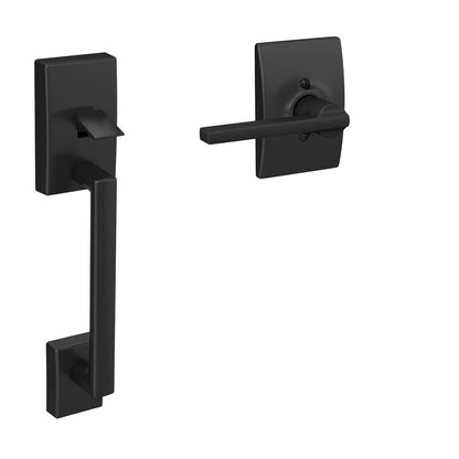 Schlage FE285 CEN 622 LAT CEN Century - Manija de entrada delantera con palanca Latitud, media empuñadura inferior, negro mate