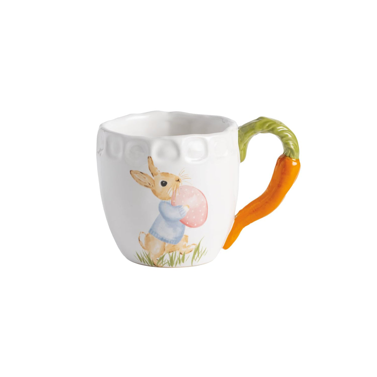 Mud Pie - Taza de conejo de Pascua con mango de zanahoria figural