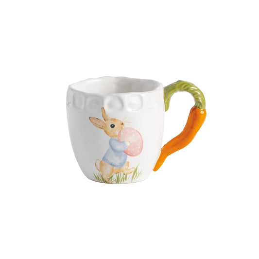 Mud Pie - Taza de conejo de Pascua con mango de zanahoria figural