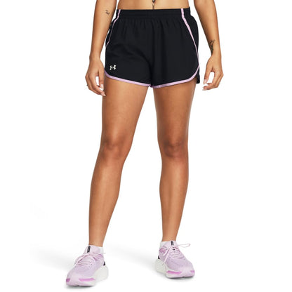 Under Armour Fly By Shorts Deportivos para Mujer - (006) Black - Purple Ace - Reflective - G