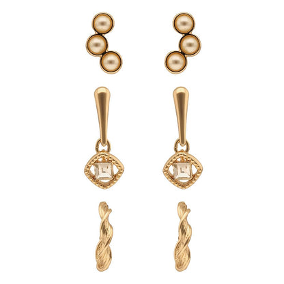 Anne Klein Set 3 Aretes Dorado para Mujer