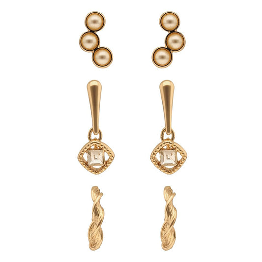 Anne Klein Set 3 Aretes Dorado para Mujer
